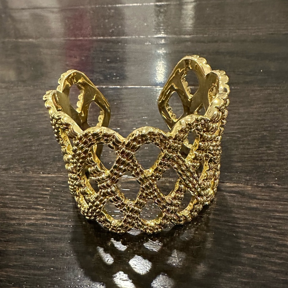 Lilly Pulitzer Braided Gold Toned Metal Cuff Bracelet OS